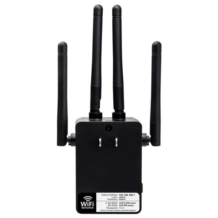 5G/2.4G 1200Mbps WiFi Range Extender WiFi Repeater With 2 Ethernet Ports EU Plug Black - Broadband Amplifiers by PMC TechLife | Online Shopping South Africa | PMC TechLife