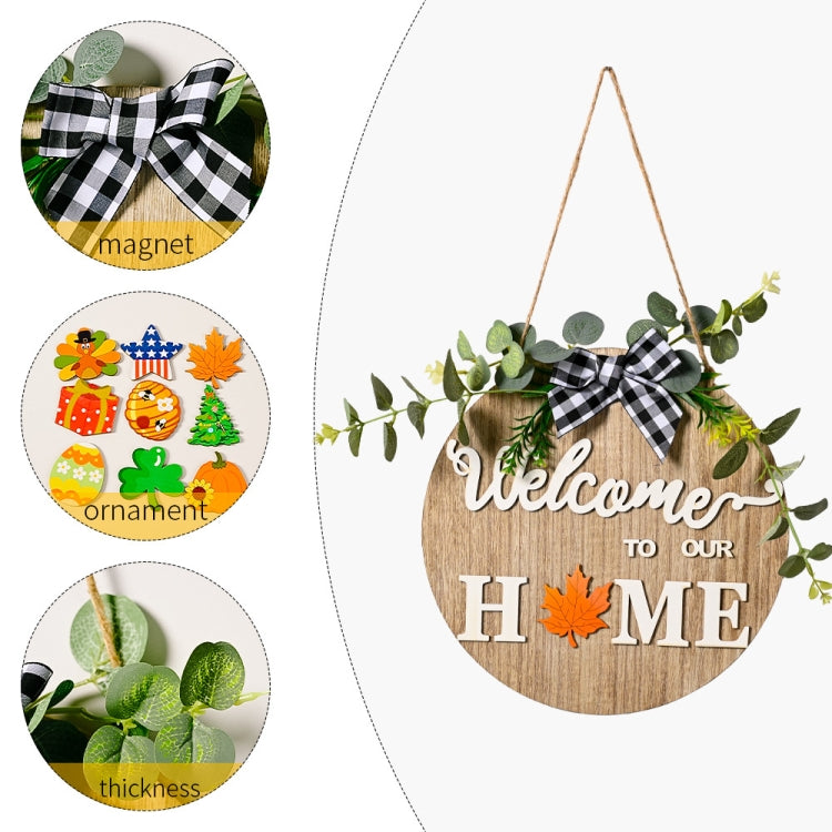 Stereoscopic DIY Home Wooden Round Welcome Door Sign Pendant Wreaths Wall Hanging Decor - Holiday Decorations by PMc TechLife | Online Shopping South Africa | PMc TechLife | Buy Now Pay Later Mobicred