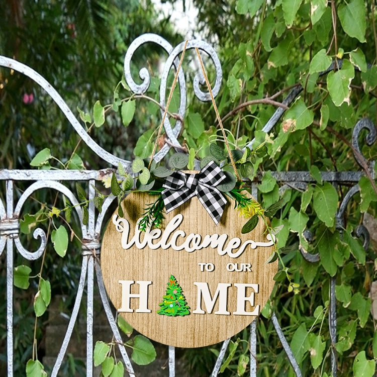 Stereoscopic DIY Home Wooden Round Welcome Door Sign Pendant Wreaths Wall Hanging Decor - Holiday Decorations by PMc TechLife | Online Shopping South Africa | PMc TechLife | Buy Now Pay Later Mobicred