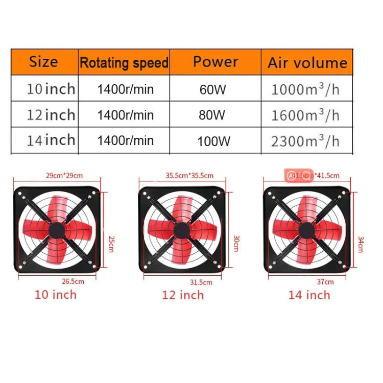 12 -inch Single Grilles Kitchen Exhaust Fan Wall Window Fan High Power Industrial Extractor Fume Space Extractor Hood,CN Plug - free shipping - PMC TechLife - Order now!