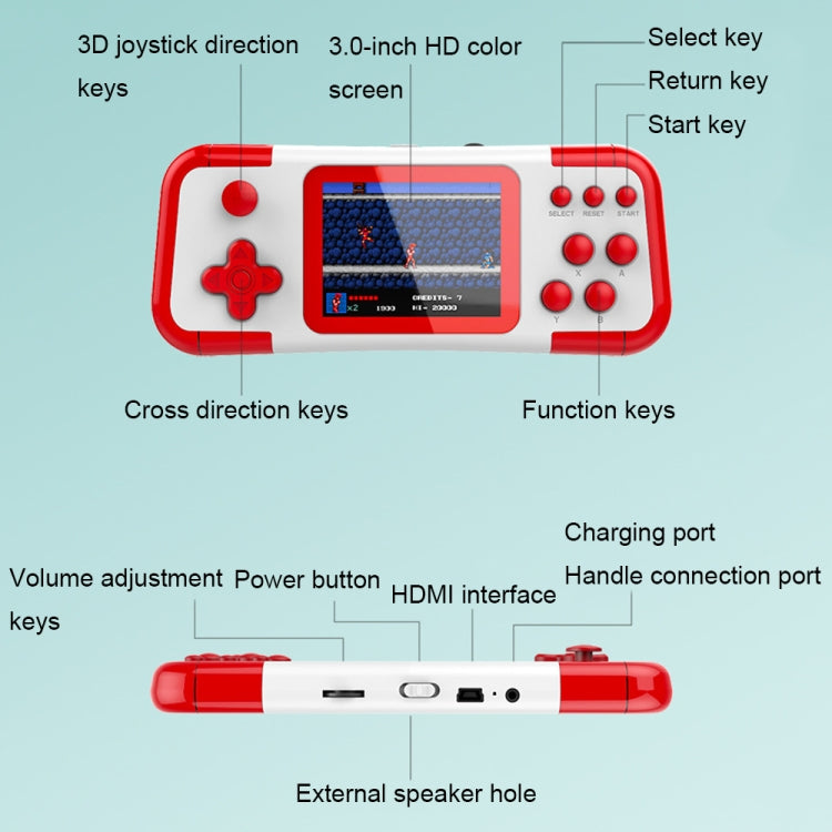 A12 3.0-Inch HD Colorful Screen Retro Handheld Game Console With 666 Built-In Games, Model: Single White Red - Pocket Console by PMC Jewellery | Online Shopping South Africa | PMC Jewellery | Buy Now Pay Later Mobicred