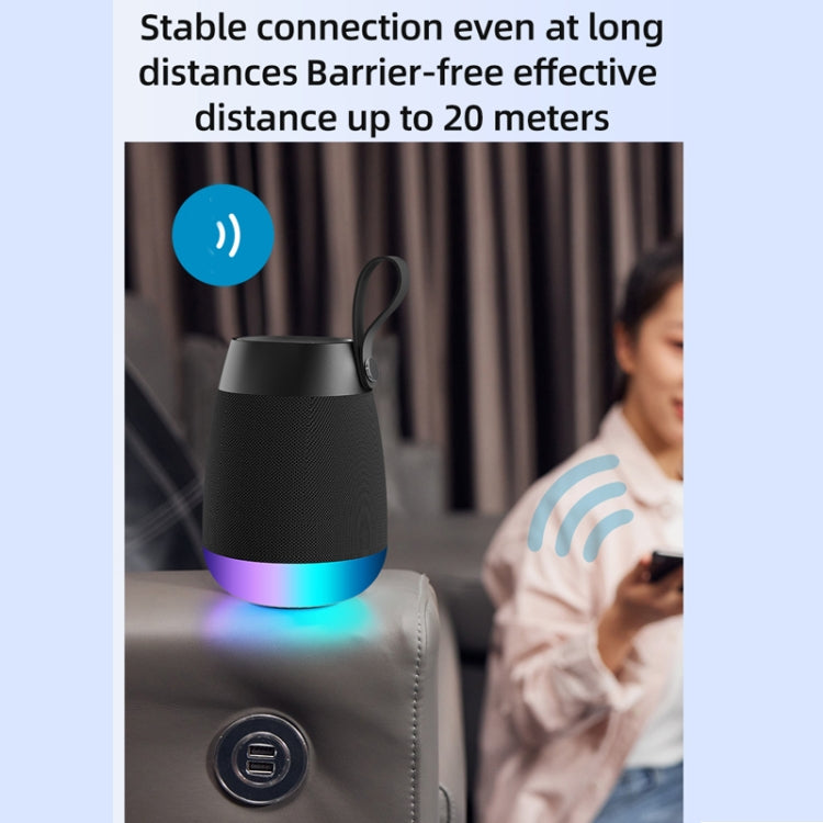 Bluetooth Wireless Fabric Speaker Cylindrical Waterproof Subwoofer With RGB Light(Black) - Desktop Speaker by PMC Jewellery | Online Shopping South Africa | PMC Jewellery | Buy Now Pay Later Mobicred