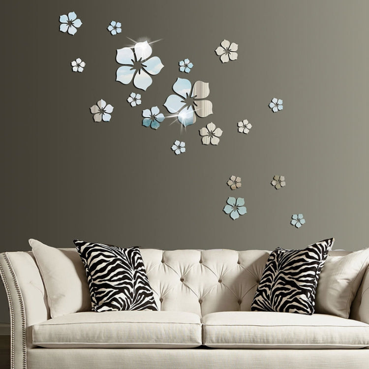 18pcs /Set Acrylic Cherry Blossom Mirror Wall Sticker Living Room Bedroom Background Wall Decoration(Silver) - Decorative Mirrors by PMC Jewellery | Online Shopping South Africa | PMC Jewellery