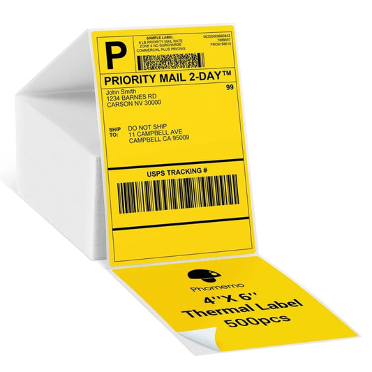 500sheets 4×6 Inch Stickers Thermal Label Paper For Phomemo PM-246S / PM-241BT / D520BT, Style: Folding Yellow - Printer Accessories by PMC Jewellery | Online Shopping South Africa | PMC Jewellery | Buy Now Pay Later Mobicred