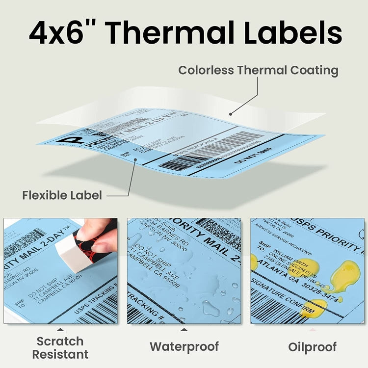 500sheets 4��6 Inch Stickers Thermal Label Paper For Phomemo PM-246S / PM-241BT / D520BT, Style: Folding Purple - Printer Accessories by PMC TechLife | Online Shopping South Africa | PMC TechLife | Buy Now Pay Later Mobicred
