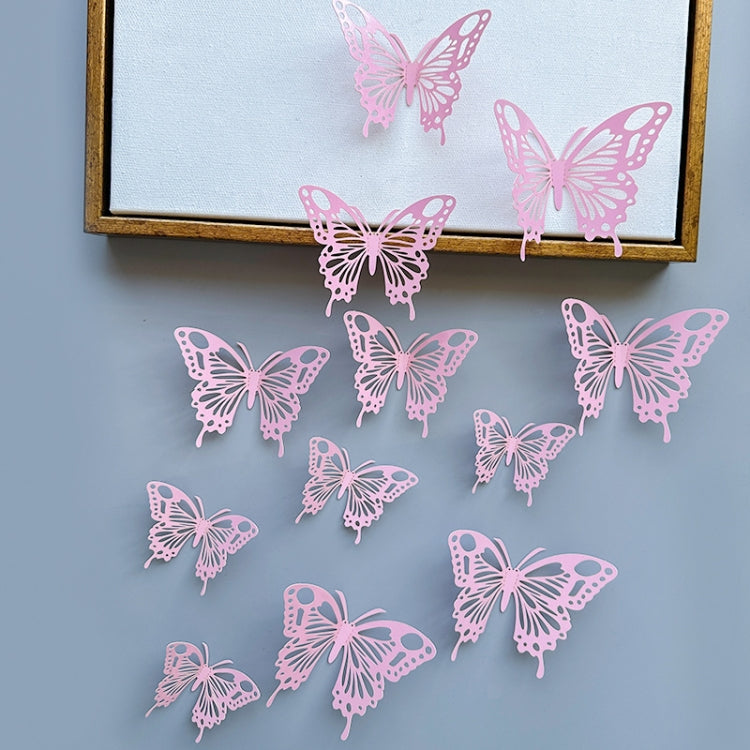 12pcs /Set 3D Simulation Skeleton Butterfly Stickers Home Background Wall Decoration Art Wall Stickers, Type: A Type Pink - Ornaments by PMC Jewellery | Online Shopping South Africa | PMC Jewellery