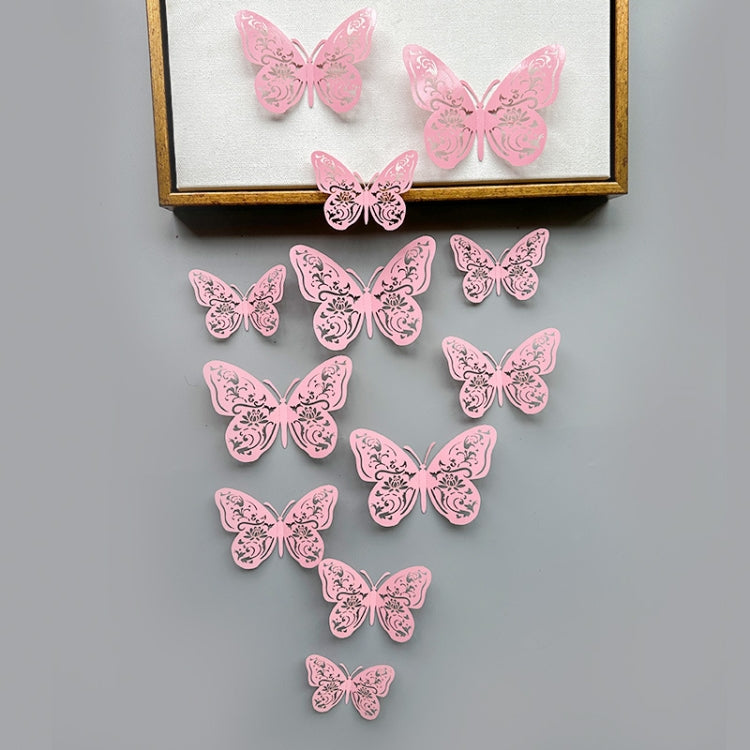 12pcs /Set 3D Simulation Skeleton Butterfly Stickers Home Background Wall Decoration Art Wall Stickers, Type: C Type Pink - Ornaments by PMC Jewellery | Online Shopping South Africa | PMC Jewellery