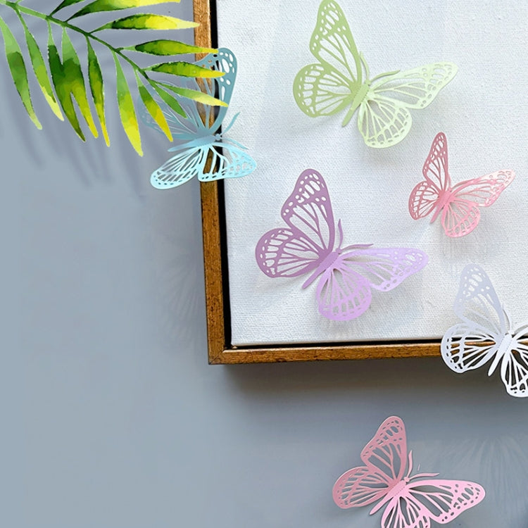 12pcs /Set 3D Simulation Skeleton Butterfly Stickers Home Background Wall Decoration Art Wall Stickers, Type: A Type Pink - Ornaments by PMC Jewellery | Online Shopping South Africa | PMC Jewellery