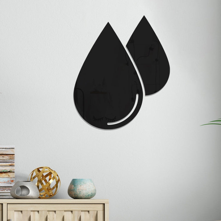 2pcs /Set Acrylic Water Drops Mirror Stereo Wall Stickers Living Room Bedroom Decorative Stickers Soft Mirror(Black) - Decorative Mirrors by PMC Jewellery | Online Shopping South Africa | PMC Jewellery