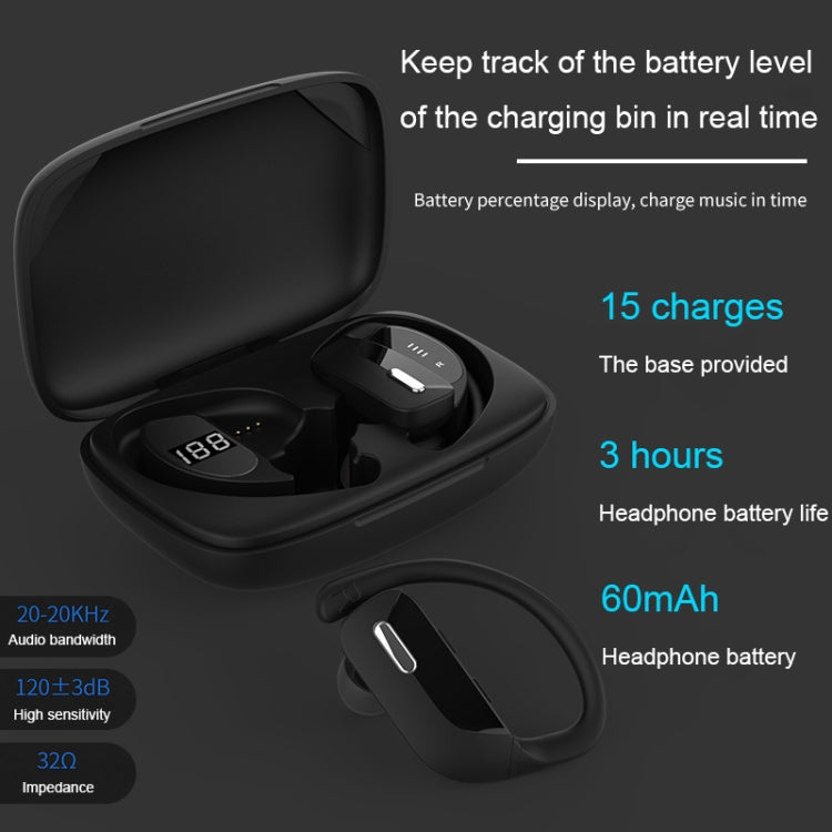 TWS Ear-mounted Noise Reduction LED Dual-battery Display Bluetooth Earphones(T16 Black) - TWS Earphone by PMC Jewellery | Online Shopping South Africa | PMC Jewellery | Buy Now Pay Later Mobicred