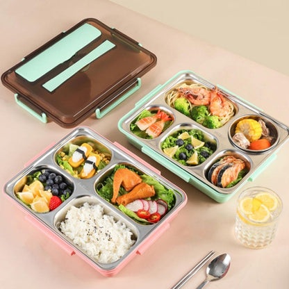 304 Stainless Steel Lunch Box Leakproof Insulated Student Dormitory Bento Box, Spec: 4 Grid Pink - Cutlery Sets by PMC Jewellery | Online Shopping South Africa | PMC Jewellery