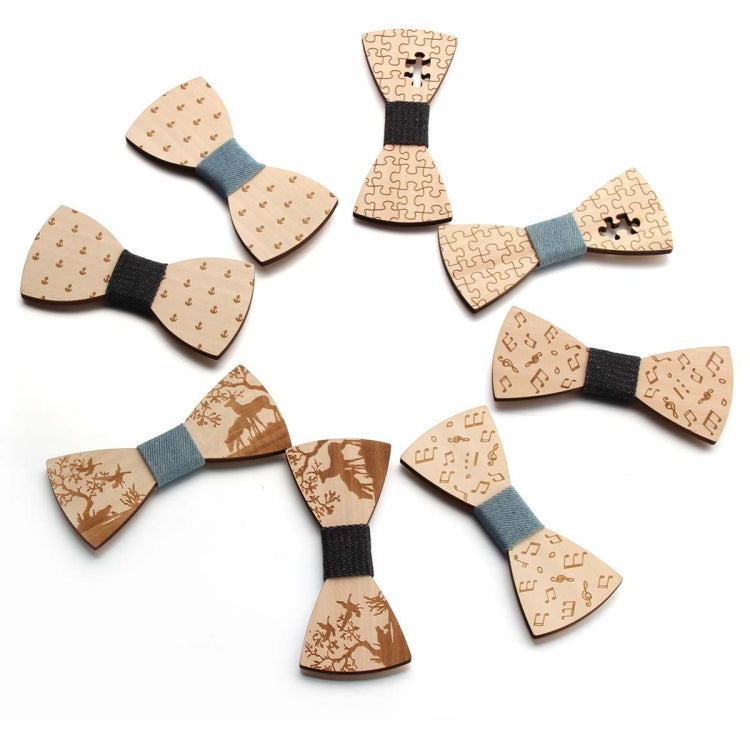 Wooden Bow Tie Men Bow Clothing Decoration, Color: Puzzle Blue - Tie clip by PMC Jewellery | Online Shopping South Africa | PMC Jewellery