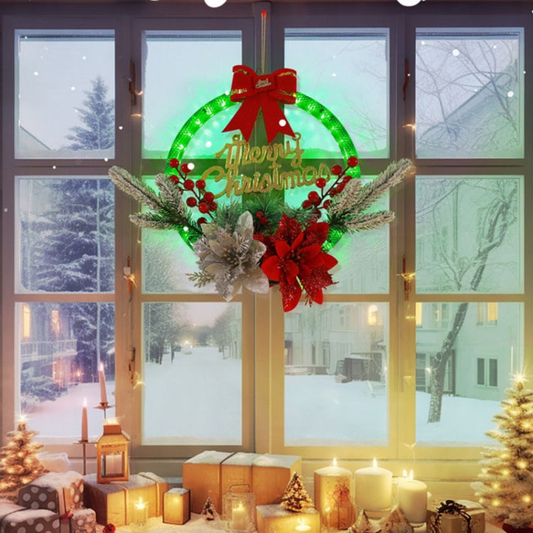 Christmas Wreath Timing Lighting Lights Door Decorations Pine Needle Ornaments Showcase(Golden Flower) - Christmas Decoration Lamps by PMc TechLife | Online Shopping South Africa | PMc TechLife | Buy Now Pay Later Mobicred