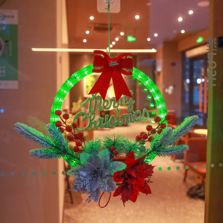Christmas Wreath Timing Lighting Lights Door Decorations Pine Needle Ornaments Showcase(Golden Flower) - Christmas Decoration Lamps by PMc TechLife | Online Shopping South Africa | PMc TechLife | Buy Now Pay Later Mobicred