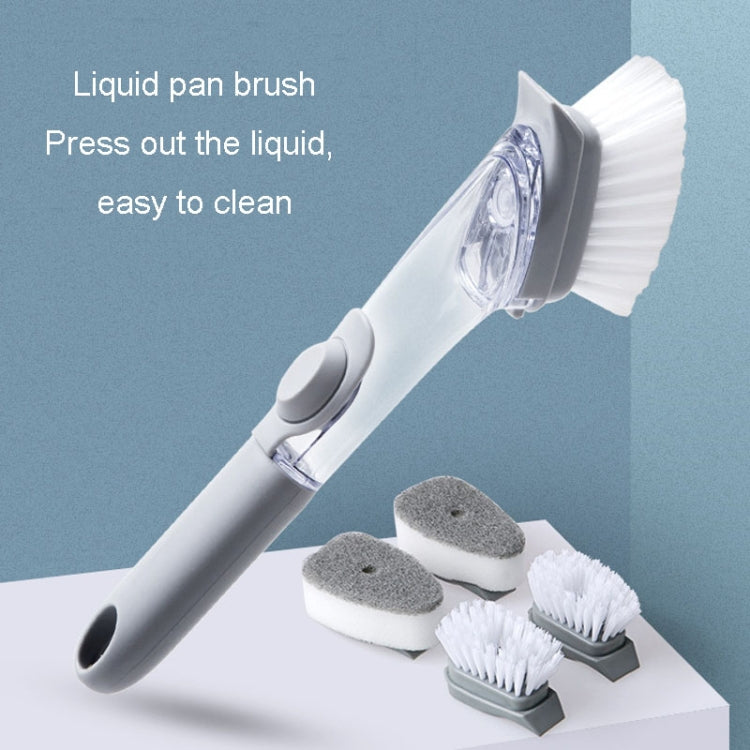 Kitchen Long Handle Automatic Liquid Filling Non-Stick Pan Scrubber Brush Cleaning Brush, Style: Brush+Sponge - Cleaning Tools by PMc TechLife | Online Shopping South Africa | PMc TechLife | Buy Now Pay Later Mobicred