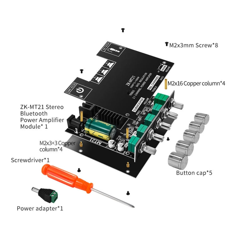 ZK-MT21 50W x 2+100W 2.1 Channel Bluetooth Digital Amplifier Module - Breadboard / Amplifier Board by PMC Jewellery | Online Shopping South Africa | PMC Jewellery