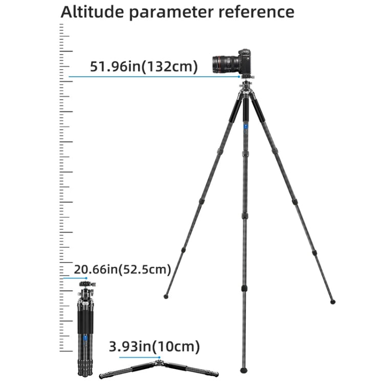 BEXIN RC254 Carbon Fiber Portable Folding Tripod SLR Camera Low Gravity Center Gimbal Photography Bracket - free shipping - PMC TechLife - Order now!