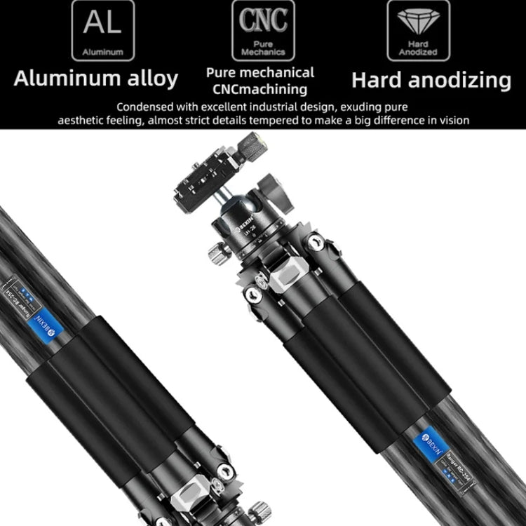 BEXIN RC254+LH-28 Carbon Fiber Portable Folding Tripod SLR Camera Low Gravity Center Gimbal Photography Bracket - free shipping - PMC TechLife - Order now!