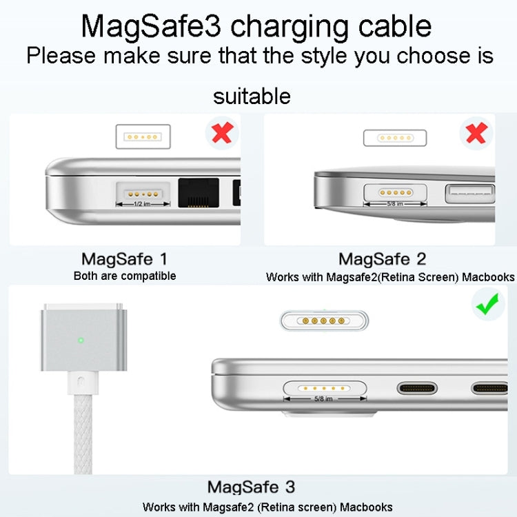 2m For Macbook Air/Pro Series Type-C To Magsafe 3 Braided Magnetic Cable(Gray) - Cable & Adapter by PMC Jewellery | Online Shopping South Africa | PMC Jewellery | Buy Now Pay Later Mobicred