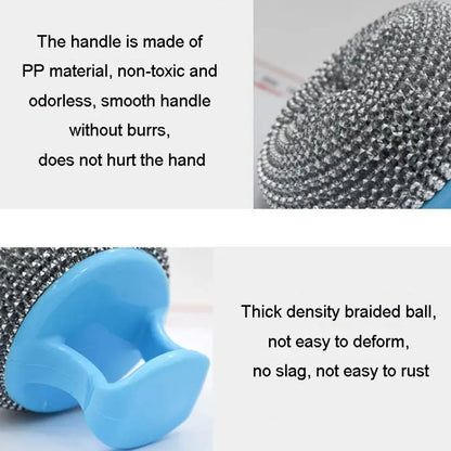 Removable Cleaning Wire Ball Kitchen Pot And Dish Brush(Random Handle+Ball) - Cleaning Tools by PMC Jewellery | Online Shopping South Africa | PMC Jewellery