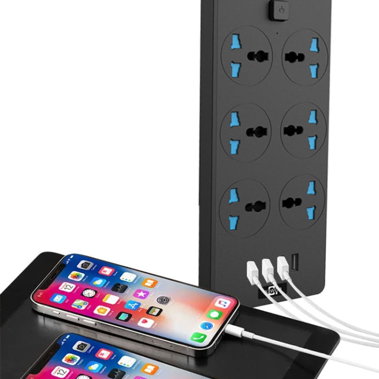 TB-T12 3000W 2m 4-USB Ports + 6-Jacks Multifunctional Flame-Retardant Socket With Switch(UK Plug) - free shipping - PMC TechLife - Order now!