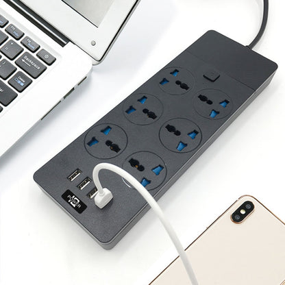 TB-T12 3000W 2m 4-USB Ports + 6-Jacks Multifunctional Flame-Retardant Socket With Switch(US Plug) - Extension Socket by PMC Jewellery | Online Shopping South Africa | PMC Jewellery | Buy Now Pay Later Mobicred