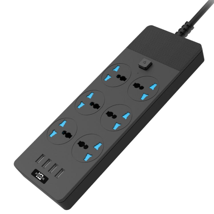 TB-T12 3000W 2m 4-USB Ports + 6-Jacks Multifunctional Flame-Retardant Socket With Switch(EU Plug) - Extension Socket by PMC TechLife | Online Shopping South Africa | PMC TechLife | Buy Now Pay Later Mobicred