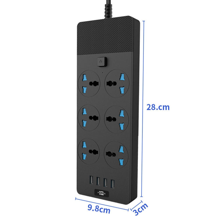 TB-T12 3000W 2m 4-USB Ports + 6-Jacks Multifunctional Flame-Retardant Socket With Switch(UK Plug) - free shipping - PMC TechLife - Order now!