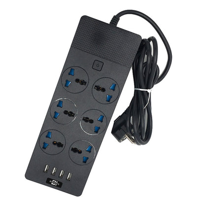 TB-T12 3000W 2m 4-USB Ports + 6-Jacks Multifunctional Flame-Retardant Socket With Switch(US Plug) - Extension Socket by PMC Jewellery | Online Shopping South Africa | PMC Jewellery | Buy Now Pay Later Mobicred