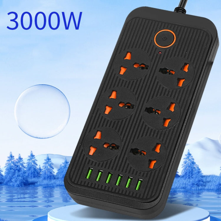 A07 2m 3000W 6 Plugs + 6-USB Ports Multifunctional Flame-retardant Socket with Switch(US Plug) - Extension Socket by PMC TechLife | Online Shopping South Africa | PMC TechLife | Buy Now Pay Later Mobicred