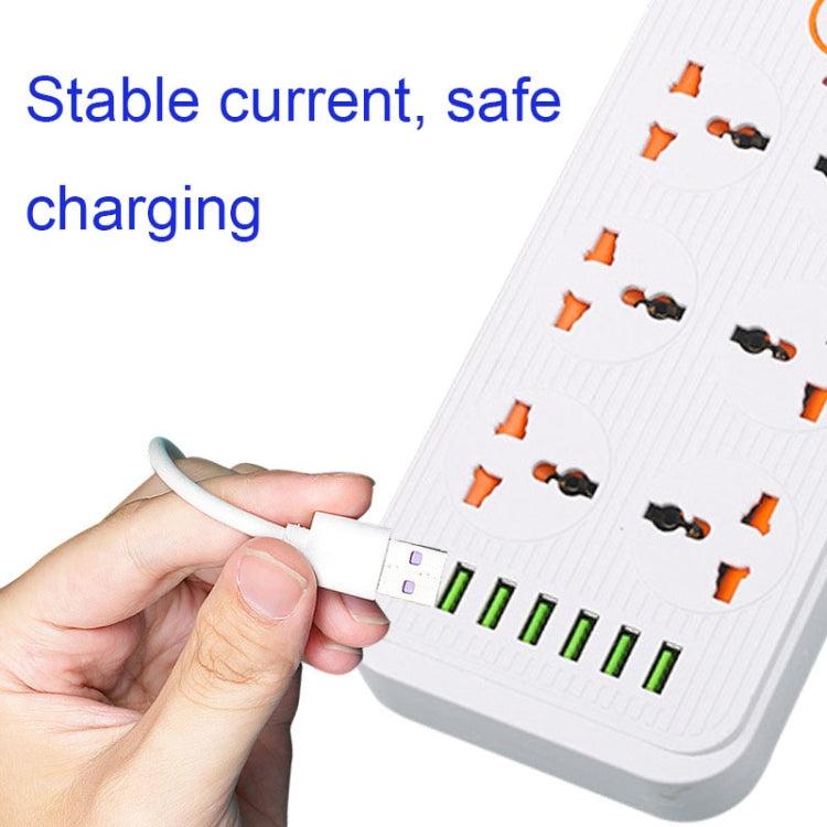 A07 2m 3000W 6 Plugs + 6-USB Ports Multifunctional Flame-retardant Socket with Switch(US Plug) - Extension Socket by PMC TechLife | Online Shopping South Africa | PMC TechLife | Buy Now Pay Later Mobicred