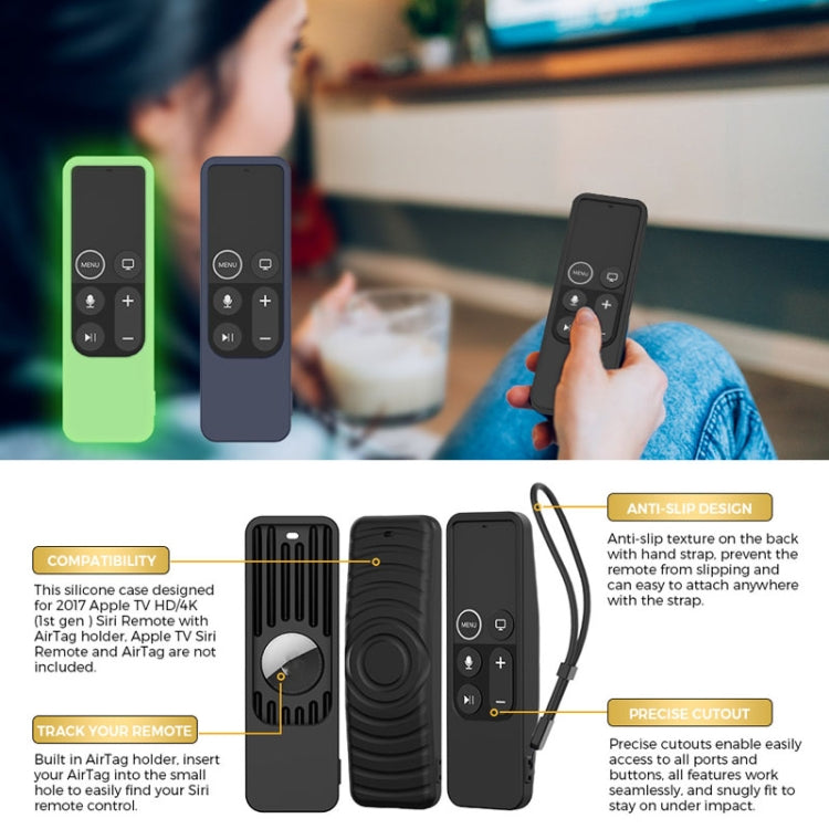 For Apple TV HD / 4K+AirTag AhaStyle PT175 Remote Control Tracker 2 In 1 Silicone Protective Cover(Blue) - Remote Control Covers by AhaStyle | Online Shopping South Africa | PMC TechLife | Buy Now Pay Later Mobicred