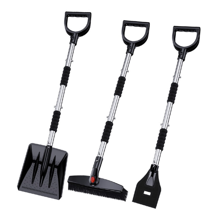 3-in-1 Car Snow Shovel Brush Kit Stainless Steel Retractable Ice Scraper(Silver) - Ice Scraper by PMC TechLife | Online Shopping South Africa | PMC TechLife | Buy Now Pay Later Mobicred