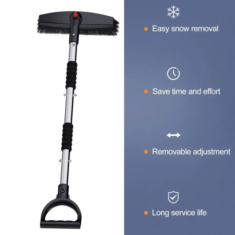3-in-1 Car Snow Shovel Brush Kit Stainless Steel Retractable Ice Scraper(Black) - Ice Scraper by PMC TechLife | Online Shopping South Africa | PMC TechLife | Buy Now Pay Later Mobicred