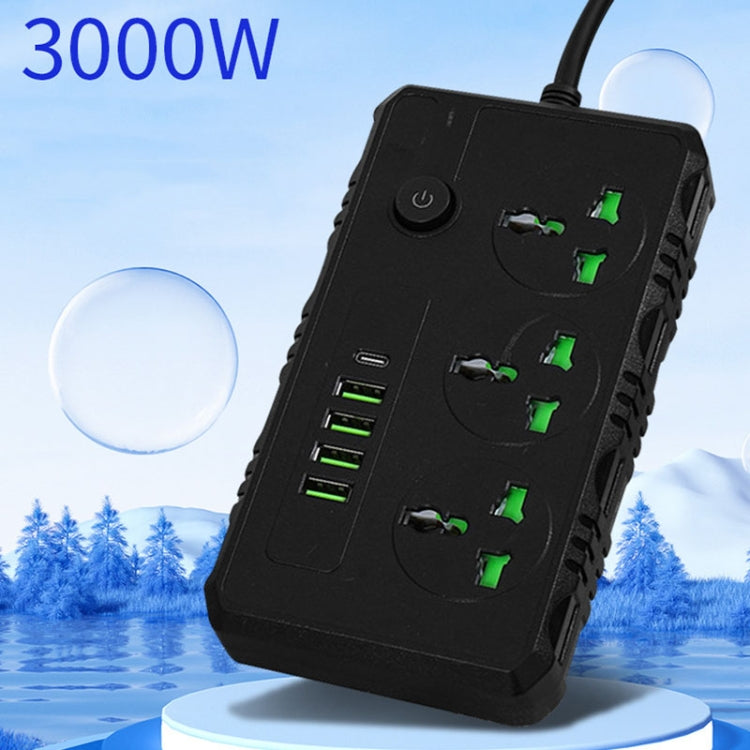 B09 2m 3000W 3 Plugs + PD + 4-USB Ports Multifunctional Flame-Retardant Socket With Switch(US Plug) - Extension Socket by PMC TechLife | Online Shopping South Africa | PMC TechLife | Buy Now Pay Later Mobicred