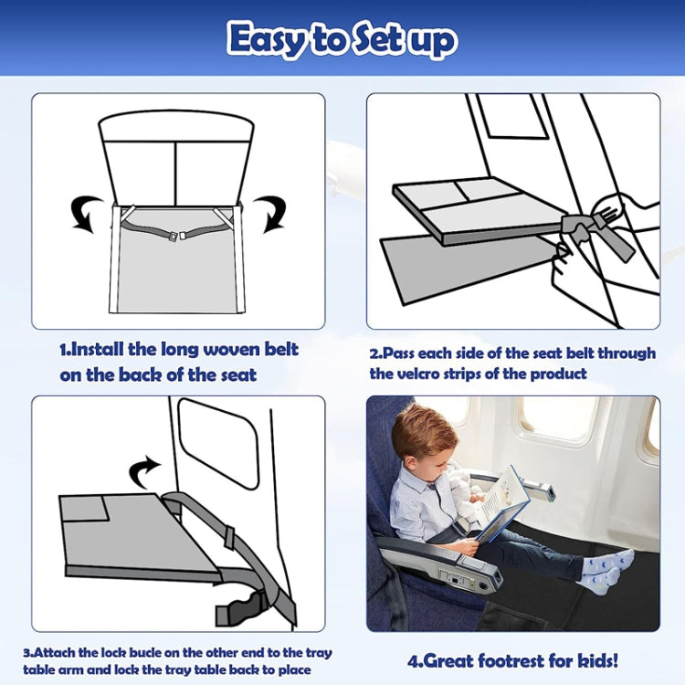 79 x 44cm Kids Airplane Seat Extender Portable Travel Seat Cushion(Black) - Seat Accessories by PMC TechLife | Online Shopping South Africa | PMC TechLife