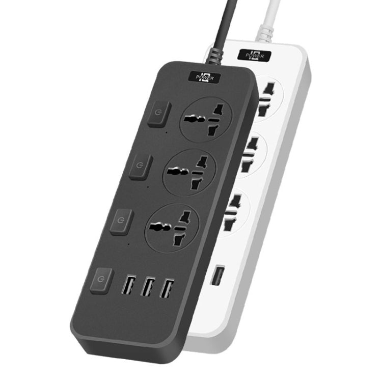 T14 2m 2500W 3 Plugs + 3-USB Ports Multifunctional Socket With Switch, Specification: UK Plug (White) - Extension Socket by PMC TechLife | Online Shopping South Africa | PMC TechLife | Buy Now Pay Later Mobicred