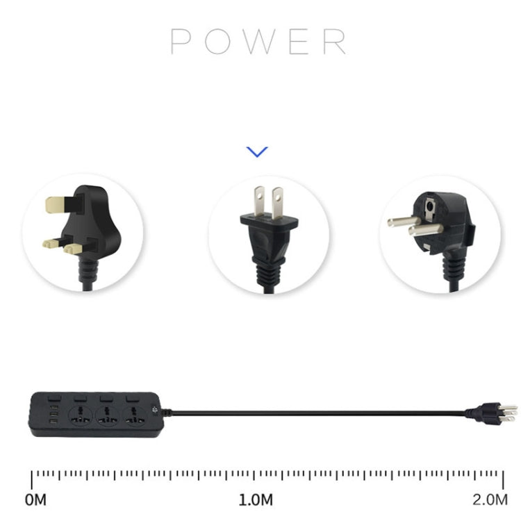 T14 2m 2500W 3 Plugs + 3-USB Ports Multifunctional Socket With Switch, Specification: UK Plug (White) - Extension Socket by PMC TechLife | Online Shopping South Africa | PMC TechLife | Buy Now Pay Later Mobicred