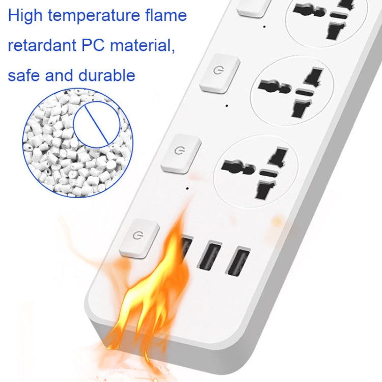 T14 2m 2500W 3 Plugs + 3-USB Ports Multifunctional Socket With Switch, Specification: UK Plug (Black) - Extension Socket by PMC TechLife | Online Shopping South Africa | PMC TechLife | Buy Now Pay Later Mobicred