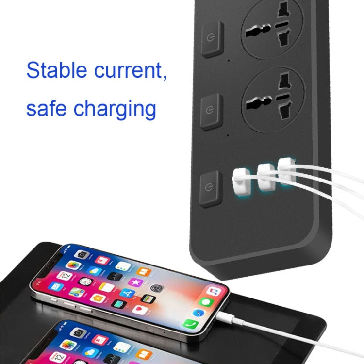 T14 2m 2500W 3 Plugs + 3-USB Ports Multifunctional Socket With Switch, Specification: US Plug (Black) - Extension Socket by PMC TechLife | Online Shopping South Africa | PMC TechLife | Buy Now Pay Later Mobicred