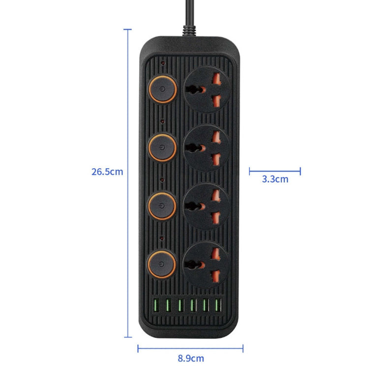 A05 2m 3000W 4 Plugs + 6-USB Ports Multifunctional Flame-Retardant Socket With Switch(UK Plug) - Extension Socket by PMC TechLife | Online Shopping South Africa | PMC TechLife | Buy Now Pay Later Mobicred