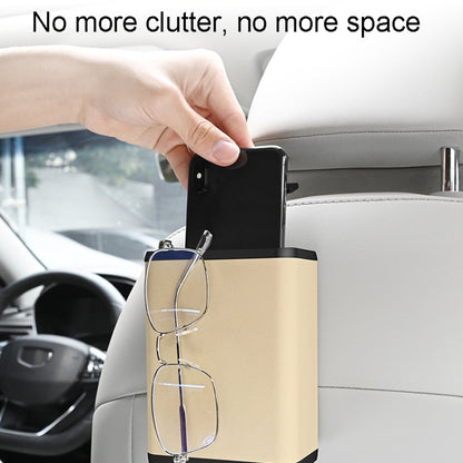 Multifunctional Car Dustbin Car Seatback Door Hanging Storage Box(Beige) - Stowing Tidying by PMC Jewellery | Online Shopping South Africa | PMC Jewellery | Buy Now Pay Later Mobicred