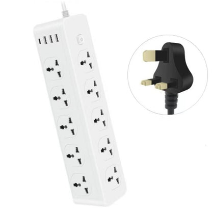 D15 2m 3000W 10 Plugs + PD + 3-USB Ports Vertical Socket With Switch, Specification: UK Plug - Extension Socket by PMC Jewellery | Online Shopping South Africa | PMC Jewellery | Buy Now Pay Later Mobicred