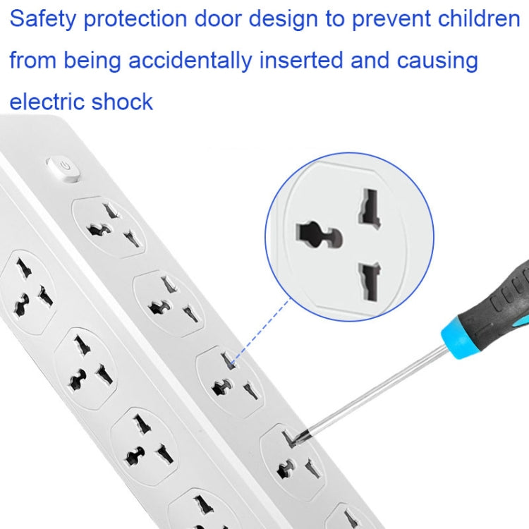 D15 2m 3000W 10 Plugs + PD + 3-USB Ports Vertical Socket With Switch, Specification: Two-pin US Plug - Extension Socket by PMC Jewellery | Online Shopping South Africa | PMC Jewellery | Buy Now Pay Later Mobicred