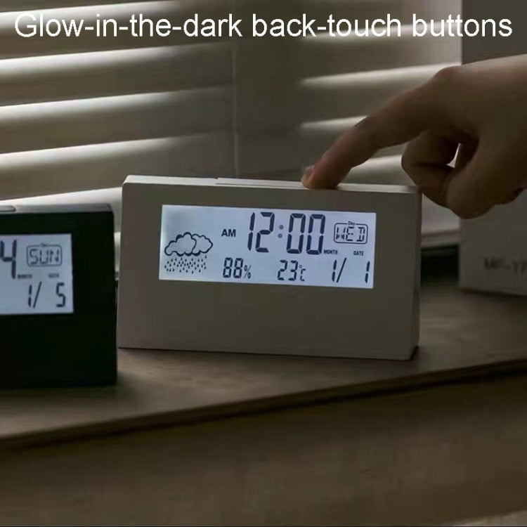 LCD Electronic Desk Clock Digital Display Multifunctional Temperature And Humidity Meter Alarm Clock, Model: 2158L With Light Black - free shipping - PMc TechLife - Order now!