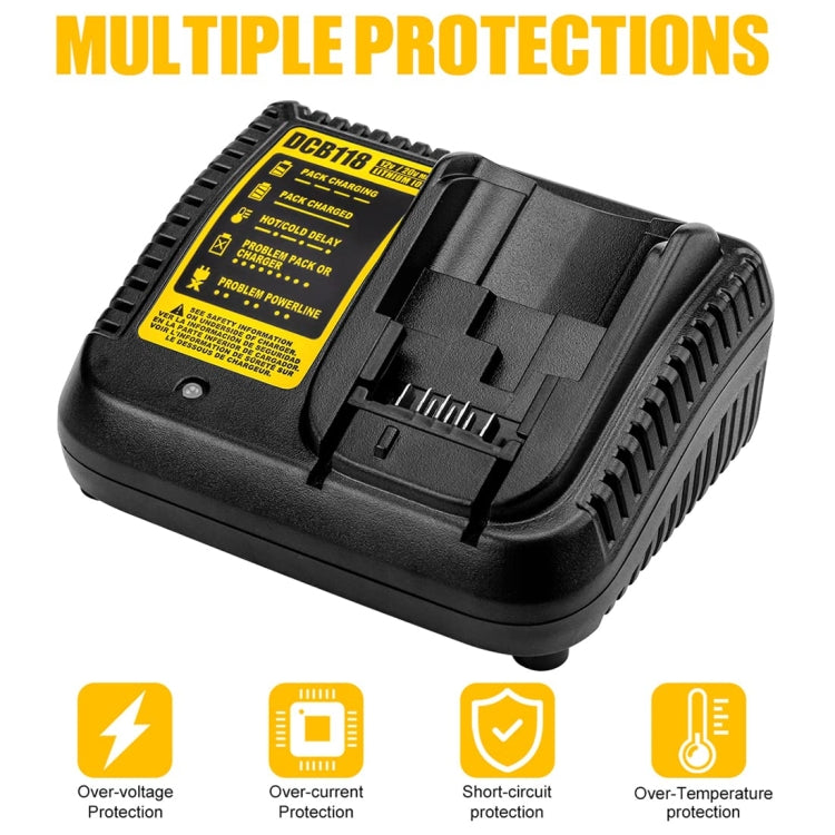 DCB118 For Dewalt 12V-20V Electric Tool Battery Charger, Plug: UK (Yellow) - Electric Saws & Accessories by PMC TechLife | Online Shopping South Africa | PMC TechLife