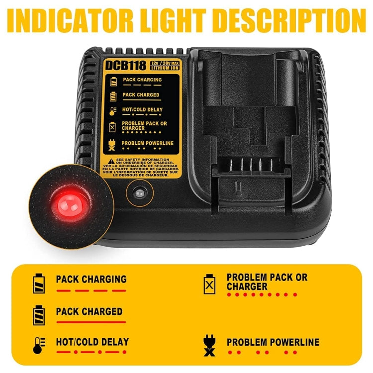 DCB118 For Dewalt 12V-20V Electric Tool Battery Charger, Plug: UK (Black) - Electric Saws & Accessories by PMC Jewellery | Online Shopping South Africa | PMC Jewellery