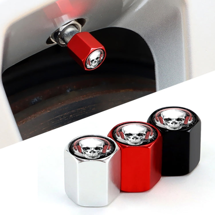 4pcs /Set Headset Skeleton Metal Tire Valve Caps Automobile Universal Modified Valve Covers(Silver) - free shipping - PMC TechLife - Order now!