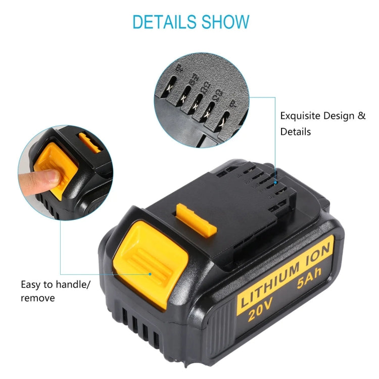 5000mAh For Dewalt DCB180 / DCB181 / DCB200 20V Electrical Tools Spare Battery - Electric Saws & Accessories by PMc TechLife | Online Shopping South Africa | PMc TechLife | Buy Now Pay Later Mobicred