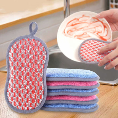 5pcs Double-sided Absorbent Kitchen Dishwashing Sponge Multifunctional Cleaning Rag, Style: Blue - Cleaning Tools by PMC Jewellery | Online Shopping South Africa | PMC Jewellery | Buy Now Pay Later Mobicred